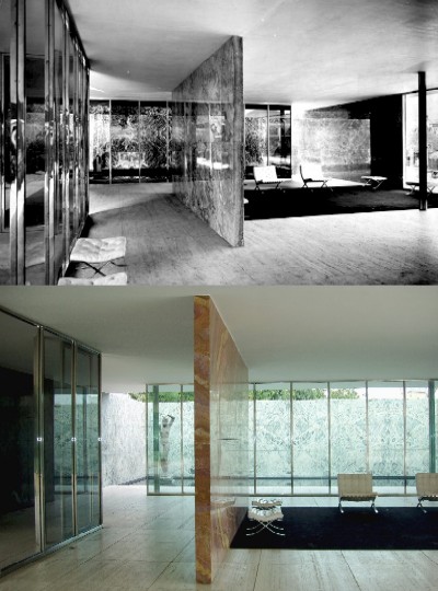 Barcelona Pavillion comparison 1930 and 1986